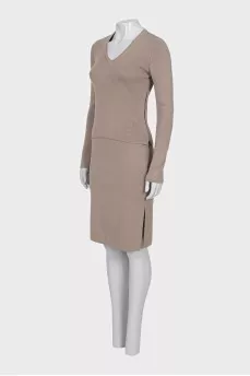 Brown bodycon skirt suit