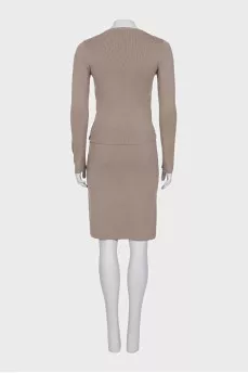 Brown bodycon skirt suit