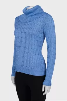 Silk turtleneck with cable knitting