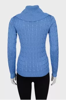 Silk turtleneck with cable knitting
