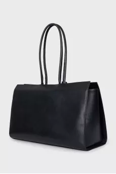 Leather tote bag with signature clochette