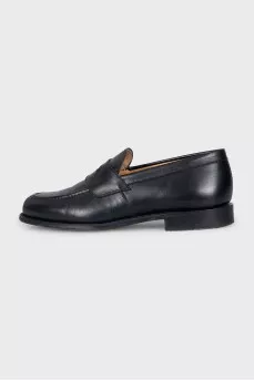 Men's black leather loafers