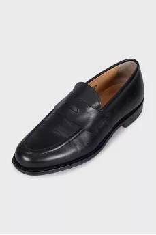 Men's black leather loafers