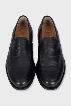 Men's black leather loafers