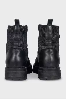 Black mid-heeled boots
