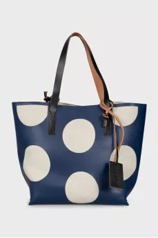 Leather and suede tote with magnetic closure