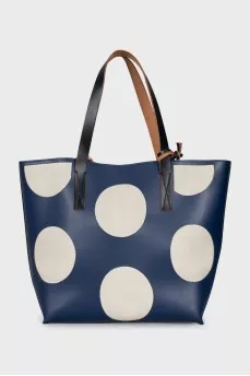 Leather and suede tote with magnetic closure
