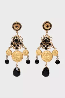 Long clip-ons decorated with crystals
