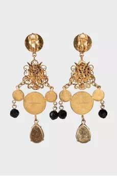 Long clip-ons decorated with crystals
