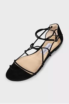 Black suede strappy sandals
