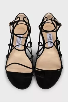 Black suede strappy sandals