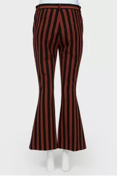 Vertical striped flared trousers