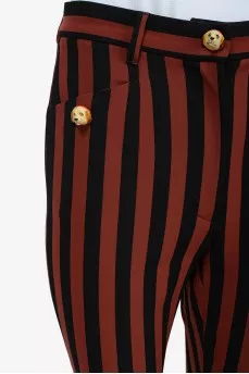 Vertical striped flared trousers