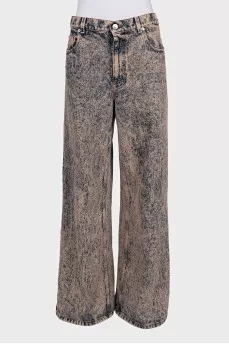 Wide-leg jeans with a distressed effect