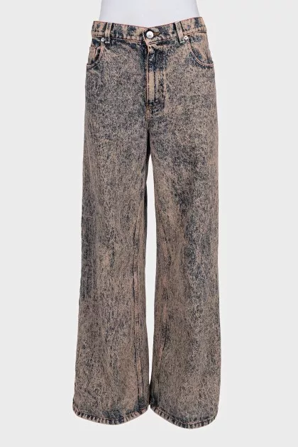 Wide-leg jeans with a distressed effect