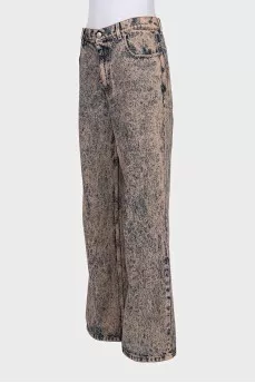 Wide-leg jeans with a distressed effect