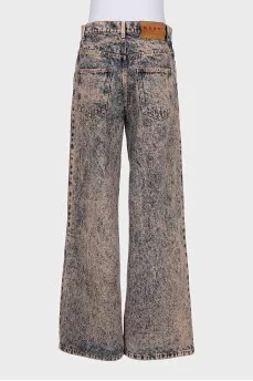Wide-leg jeans with a distressed effect