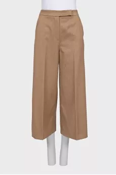 Cropped high-waisted wool trousers