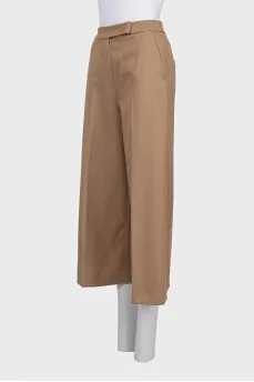 Cropped high-waisted wool trousers
