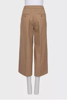 Cropped high-waisted wool trousers