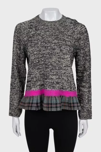 Grey jumper with a checked frill