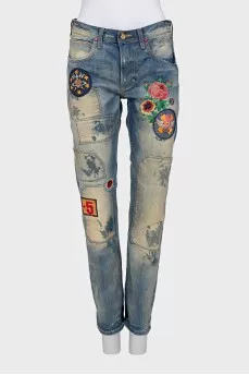Прямые джинсы с нашивками by Vivienne Westwood x Lee