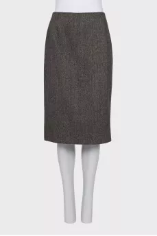 Fitted suit with a wool and angora skirt