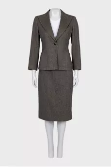 Fitted suit with a wool and angora skirt