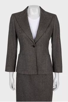 Fitted suit with a wool and angora skirt