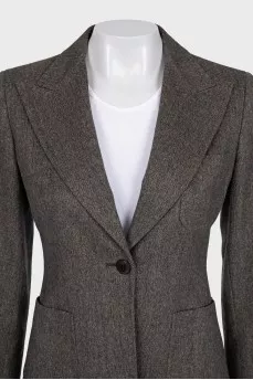 Fitted suit with a wool and angora skirt