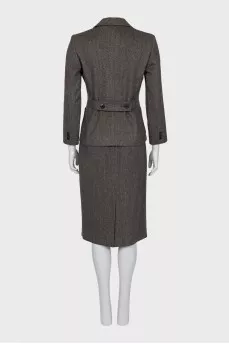 Fitted suit with a wool and angora skirt