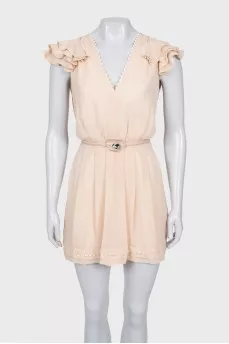 Dress with belt and crystals