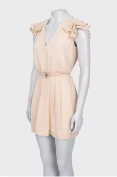 Dress with belt and crystals