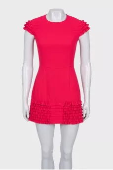 Pink cocktail dress with ruffles