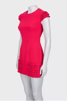 Pink cocktail dress with ruffles
