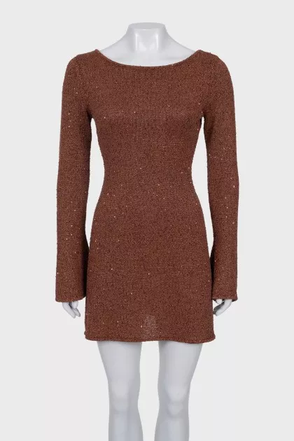 Fitted brown dress with tag