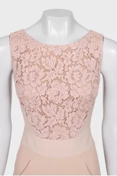 Fitted jumpsuit with trousers decorated with lace