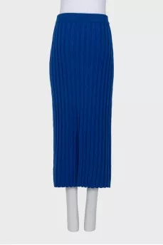 Blue ribbed skirt with a cutout