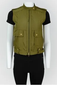 Vest with zip and buttons