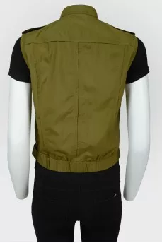 Vest with zip and buttons