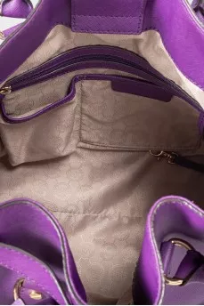 Purple leather tote bag