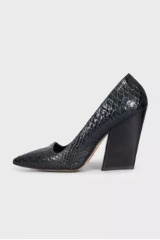 Textured leather heels