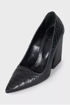 Textured leather heels