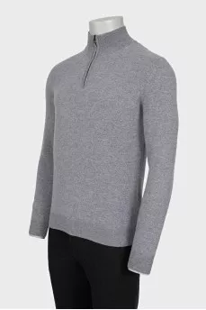 Men's wool and cashmere turtleneck with zip