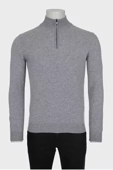 Men's wool and cashmere turtleneck with zip
