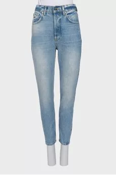 Голубые джинсы mom fit