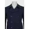 Men's blue checked wool coat