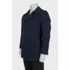 Men's blue checked wool coat