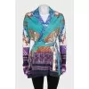 Printed silk cardigan
