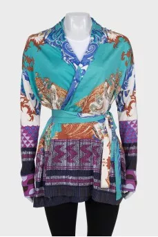 Printed silk cardigan